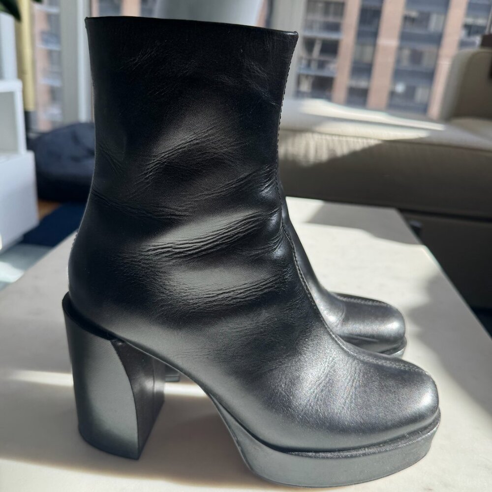3.1 Phillip Lim, Naomi Platform Black Leather Boots, Size 38